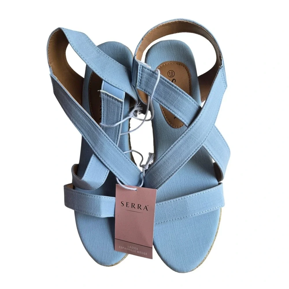 Serra‎ Blue Espadrille Wedge Sandals Women's Size 10 NWT Summer